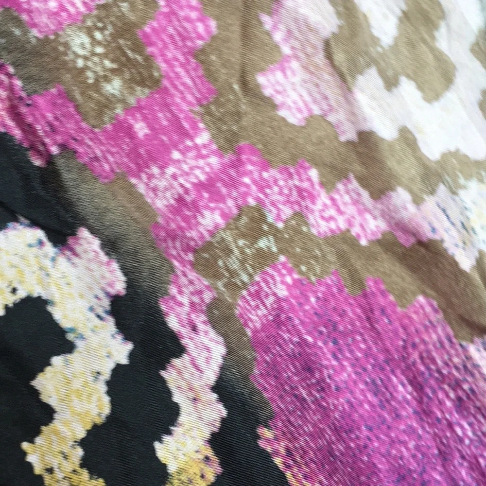 Adrienne Landau Studio Purple and Black Geometric Print Silk Scarf
